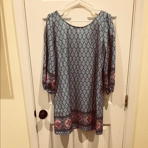 Light blue boho dress with zipper back